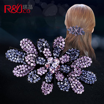 Hairclip female Korean adult rhinestone hairpin simple spring clip back top clip elegant hair accessories one-line clip