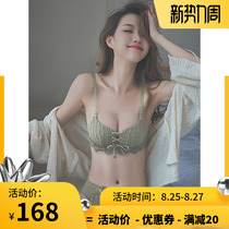 Sexy underwear womens small breasts gathered anti-external expansion adjustment type no steel ring breast anti-sagging girl bra set