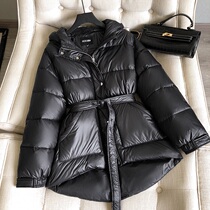 MRMW2021 winter New Fashion hooded short down jacket Womens Small waist slim thickened shiny coat