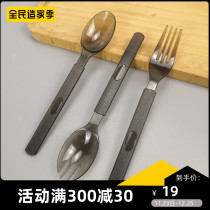Disposable plastic spoon takeaway dessert tableware separate frosted spoon fruit fishing salad fork thickened commercial