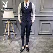 Playboy vest suit mens shirt pants three-piece slim vest wedding best man Brother Group dress