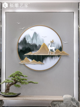 New Chinese wall decoration Entrance wall decoration pendant Restaurant background wall decoration Round 3D three-dimensional mural hanging decoration