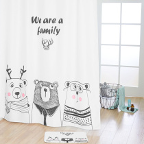 Original cartoon shower curtain tarp toilet curtain Bathroom partition curtain thickened shower curtain rod curved ins hanging curtain