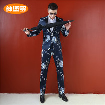 Gentleman Row Performing Studio Photo Costume Printed Super Men Hosting Dress Singer Stage Performing Super