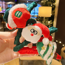 Japan and South Korea cute Christmas old man sweet back of the head grab clip medium shark clip Net Red Tree hair clip hair accessories