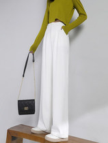 High Waist Pituitary Sensation Western Pants Woman Summer Loose Straight Drum Pants Casual Display Slim Senior Tug White Broadlegged Pants