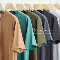 Hanska Short-sleeved T-shirt mens 2022 summer new trend brand crew neck solid color loose casual versatile half-sleeve top