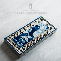 Shengshan blue and white Chinese ceramic tea tray household kung fu dry bubble tea table tea sea water storage and drainage tea tray tray