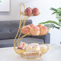 Fruit plate European living room household light luxury three layer luxury modern creative multi-layer dessert center high-end creative fruit basket