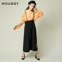 MOUSSY spring and Autumn high waist adjustable suspender temperament skirt 010DSS30-1460