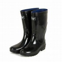 Three-card-proof labor-protection middle cylinder male and female full black rain shoes rain boots non-slip and abrasion-proof and acid-base car wash fishing rubber shoes water shoes