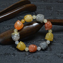 15# Natural Xinjiang Gobi jade bracelet owl color color jade bracelet original stone