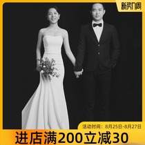 Light wedding dress 2020 new sexy bandeau retro fishtail banquet evening dress slim and thin wedding travel photo