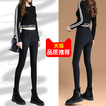 Black high-waisted leggings women wear 2021 autumn and winter new velvet tight stretch slim slim pants