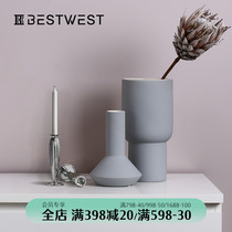 BEST WEST creative ceramic vase ornaments Morandi color Nordic style soft decoration decoration light luxury