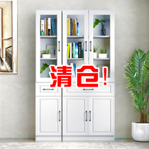 Bookcase with door wooden cabinet locker simple modern shelf glass door free combination bookcase frame