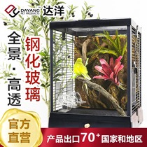 Dayang Straight Battalion New High Overdraft Panoramic Glass Bird Cage Parrot Cage Home Large Villa Tiger Leather Peony B4001