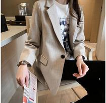 2019 New Spring and Autumn womens temperament small blazer womens long casual suit on black overalls