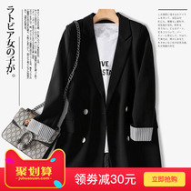 Black blazer womens 2021 spring new Korean version loose casual wild Korean net red suit womens top