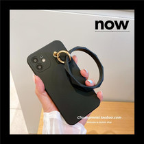 Simple fashion Black Hand ring Apple 12promax phone case 12 liquid silicone iphone11 all-inclusive lens 7 8plus anti-drop 12pro temperament women 6sp