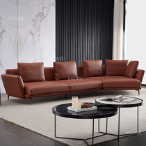 Leather sofa Italian minimalist small apartment modern living room first layer cowhide Nordic light luxury special-shaped leather sofa corner