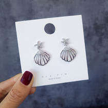 Fan-shaped shell starfish earrings female Net red temperament female senior sense earrings sterling silver earrings 2020 New Tide earrings
