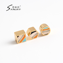 sumni 18K gold 925 silver enamel geometric three-dimensional earrings female personality temperament chic earrings