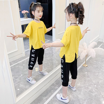 Children's clothing girls summer suit 2021 new large children's girls foreign style summer clothes net red clothes two-piece set