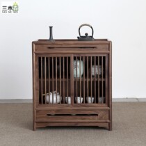 New Chinese tea cabinet North American black Walnut tea cabinet Boiling water cabinet Old Elm tea side cabinet Zen solid wood tea table