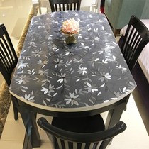 Oval table tablecloth telescopic folding pvc waterproof and oil-proof non-washing plastic round table cushion soft glass