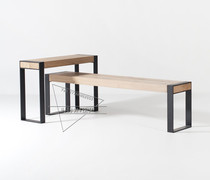 Nordic wrought iron solid wood bench light luxury bed tail stool restaurant simple bench entrance shoe stool outdoor rest bench