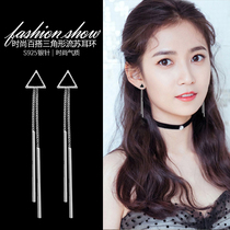 Temperament advanced ear clip without ear hole female earrings retro port flavor French Net red long earrings cold wind ear ornaments