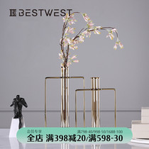 BEST WEST luxury metal vase ornaments model room living room marble decorations vase furnishings
