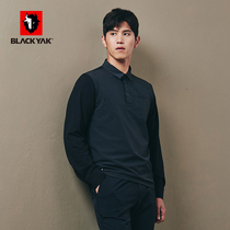 BLACKYAK Bouyak Mens Scrub Warm Long Sleeve T-Shirt Business Leisure Lapel Polo Shirt FZM347