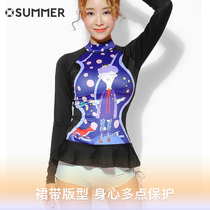 Promotion Korean diving suit black female split long sleeve skirt conservative quick-drying slim swimming jellyfish snorkeling clothes