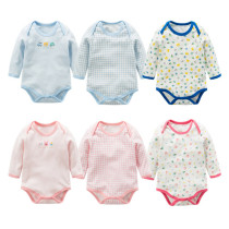 Three clothes for spring and autumn baby pure cotton triangular climbing clothes male and female baby long sleeves one-piece clothes halakha