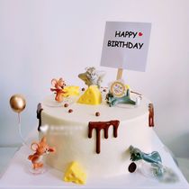Cake Decorations Hem Cat and Mouse paparazzi Cheese cheese Block mousse Birthday Cake Dessert Decorations Hem