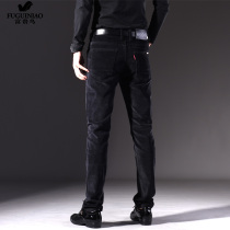 Rich bird corduroy men's pants casual pants plus velvet autumn and winter straight loose Korean slim size long pants tide