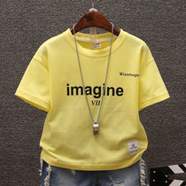 Boy t-shirt short sleeve 2022 new summer Korean version children pure cotton summer clothing baby casual letter printed blouse t