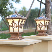 Column lamp villa gate outdoor courtyard solar led wall home antique outdoor waterproof pillar lamp