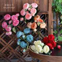 Beam Rose Emulation Florist Home Decoration Flower Table Tea Table Hem Flowers Bouquet Fake flowers Flowers Photo props