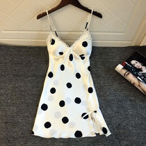 Sexy pajamas women's summer condole belt nightdress small chest belt chest pad new simulation silk home clothing women Korean version