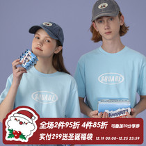 square houlest homemade spring and summer niche design loose print letter short sleeve T-shirt couple top