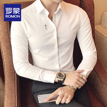 Romon White Shirt Masculinity Positive Dress Spring Summer Long Sleeve Han Edition Trend Handsome to fix the high end of the tide