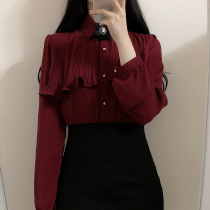 2021 Spring and Autumn New Korean Long Sleeve Top Temperament Base Bow Chiffon Shirt Female Design Sense