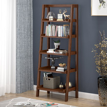 Solid wood bookshelf Five-story trapezoidal shelf Nordic bedroom living room simple floor-to-ceiling storage rack Creative balcony flower rack