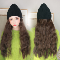 Hat wig one-piece female autumn and winter fashion trend hair hat simulation wool roll full headgear long curly hair