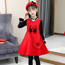 Childrens dress net red 2021 spring new red princess skirt skirt girls spring and autumn spring style explosion