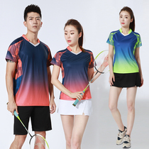 New mens and womens badminton suit short sleeve quick-drying breathable table tennis match suit group customization