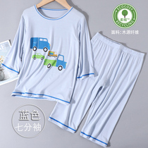  Childrens boys cotton silk pajamas summer thin section 8 modal 9 ice silk 10 summer 11 middle and older children 12 boys 13 years old